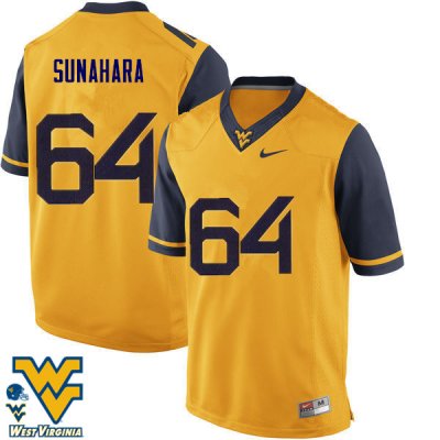 Men's West Virginia Mountaineers NCAA #64 Rex Sunahara Gold Authentic Nike Stitched College Football Jersey XD15F01ND